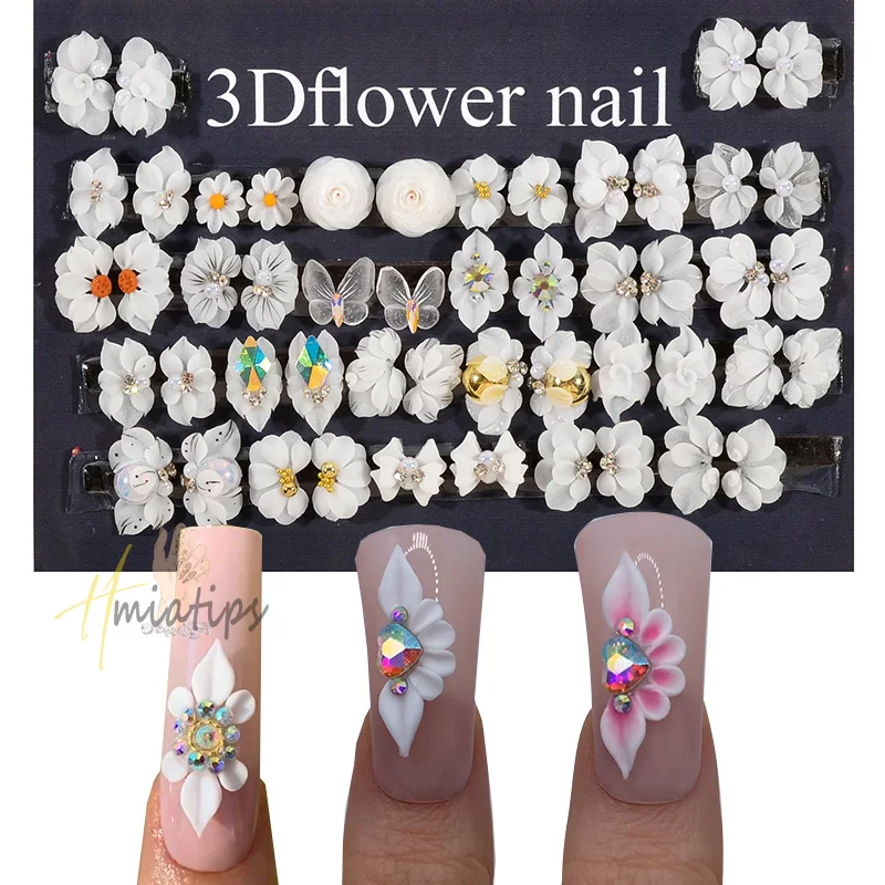 Mix Handmade Sculpture Flower Nail Charms Kawaii Nail art Charm 3D Designer Acrylic Nail Jewelry