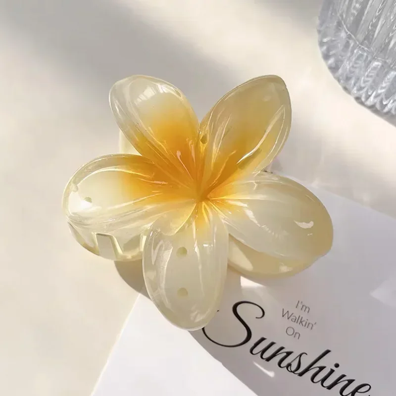 Lily Flower Hair Clips For Women 2023 New Giant Flower Hair Claw Shark Clip Cute Korean Headwear Party Yellow Hair Accessories