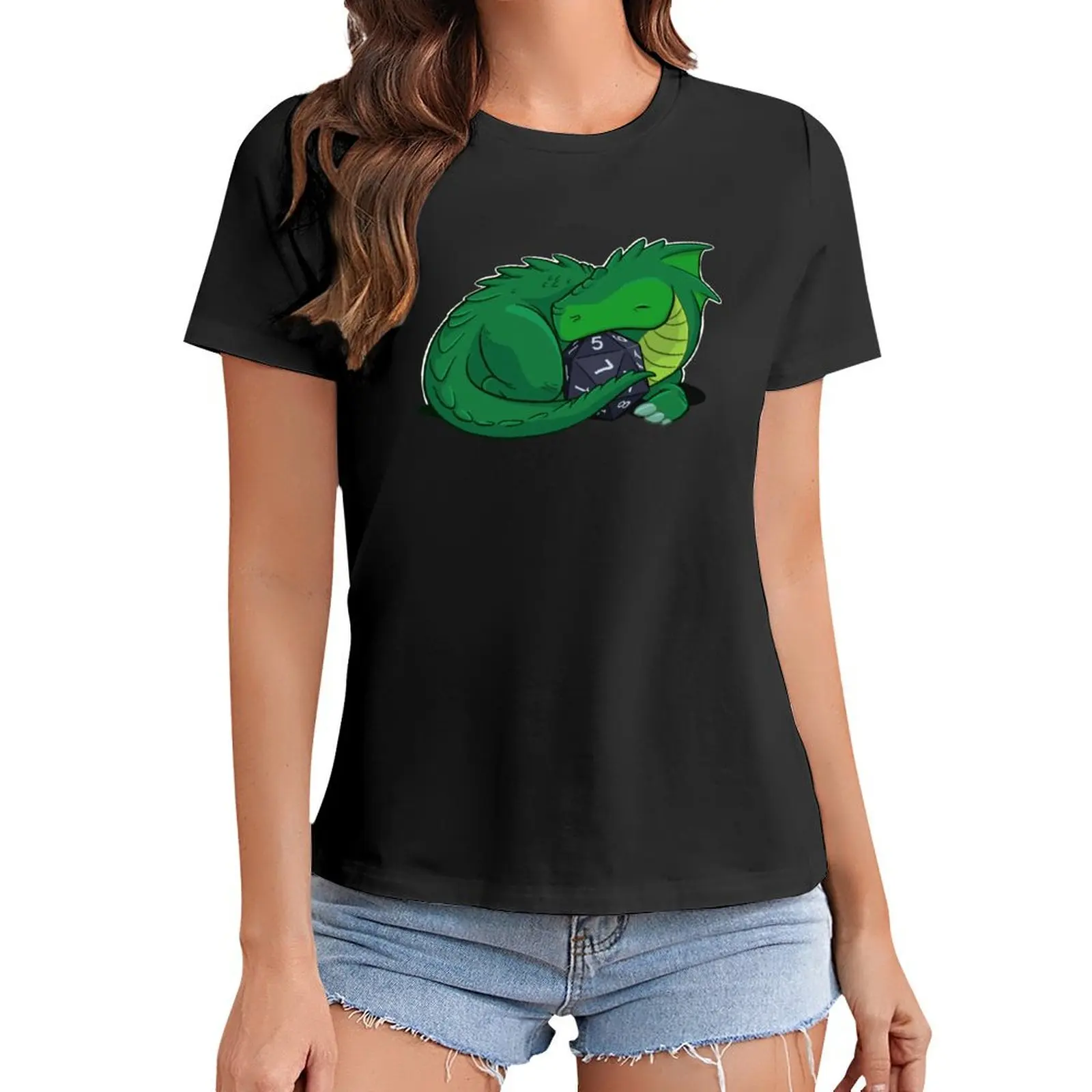 

D20 Green Dragon T-Shirt Aesthetic clothing kawaii clothes Woman T-shirts