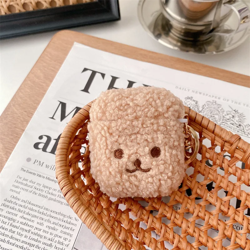 ثلاثية الأبعاد لطيف رقيق الفراء الدب علبة سماعات ل AirPods 1 2 برو 3 أفخم غطاء مع المفاتيح اللاسلكية شحن صندوق ل Airpods حالات