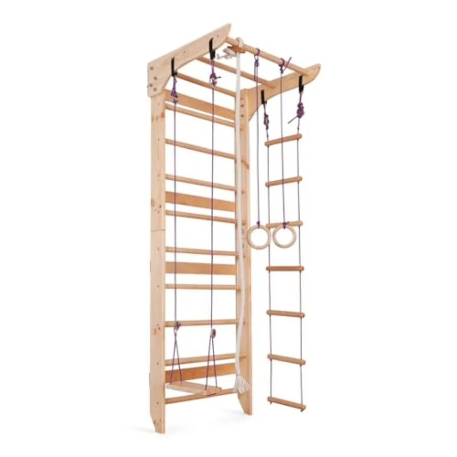 

Wooden Swedish Ladder Wall Set for Exercise Natural Wood Stall Bars Gymnastics Playground Safe Colorful Training Equipment for