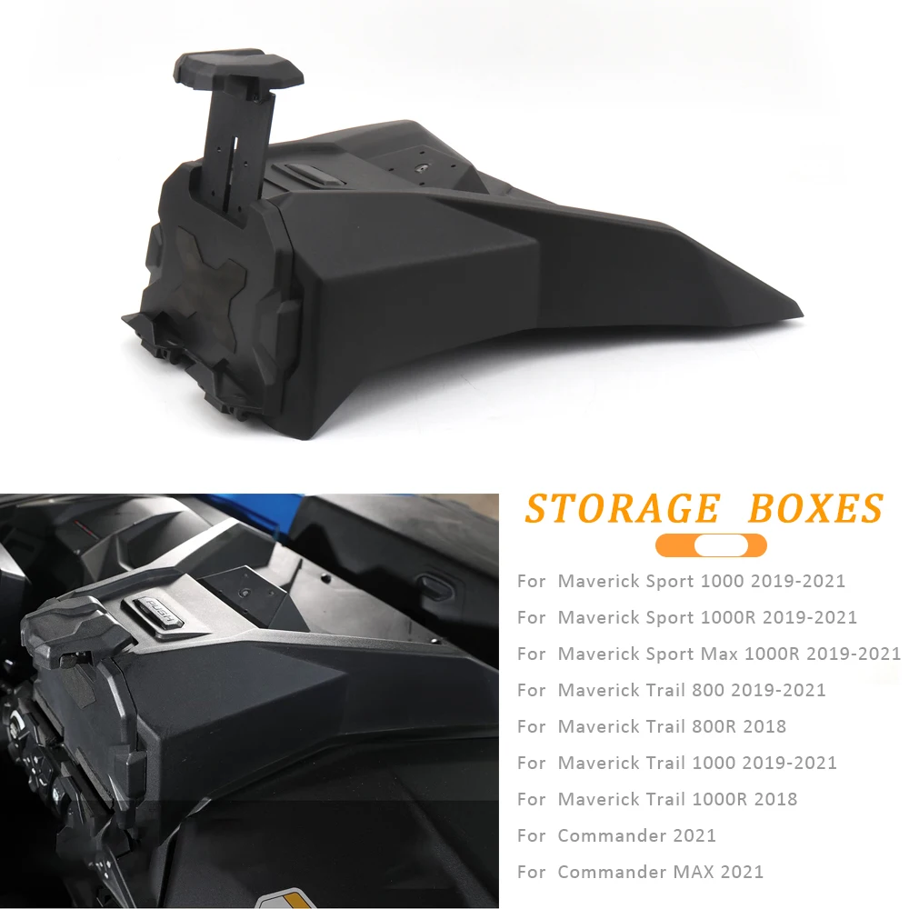 

For Can Am Maverick Sport Trail 800 1000 R Commander MAX New UTV Electronic Device Tablet Holder Storage Box Black Accessories