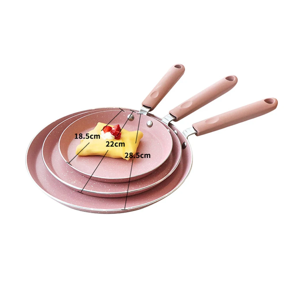 

10 Inch Pink Aluminum Non-Stick Frying Pan Practical Omelette Pancake Pan Flat Bottom Heat Resistant Kitchen Cooking