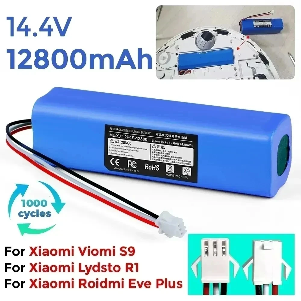 

Replacement For XiaoMi Lydsto R1 Roidmi Eve Plus Viomi S9 Robot Vacuum Cleaner Battery Pack Capacity 12800mAh Spare Batteries