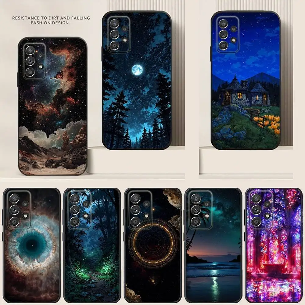 

Night Galaxys Sky Stars Space Phone Case For Samsung S24,21,22,23,30,Ultra,20,Plus,Note,10,9,5G Black soft silicone case