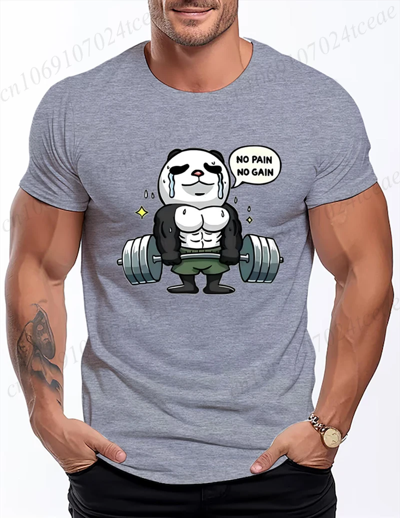 Muscle Panda Printing T Shirt for Men Woman Loose Sportswear O-Neck Short Sleeve Casual T Shirts All-Match Short Sleeve Clothing