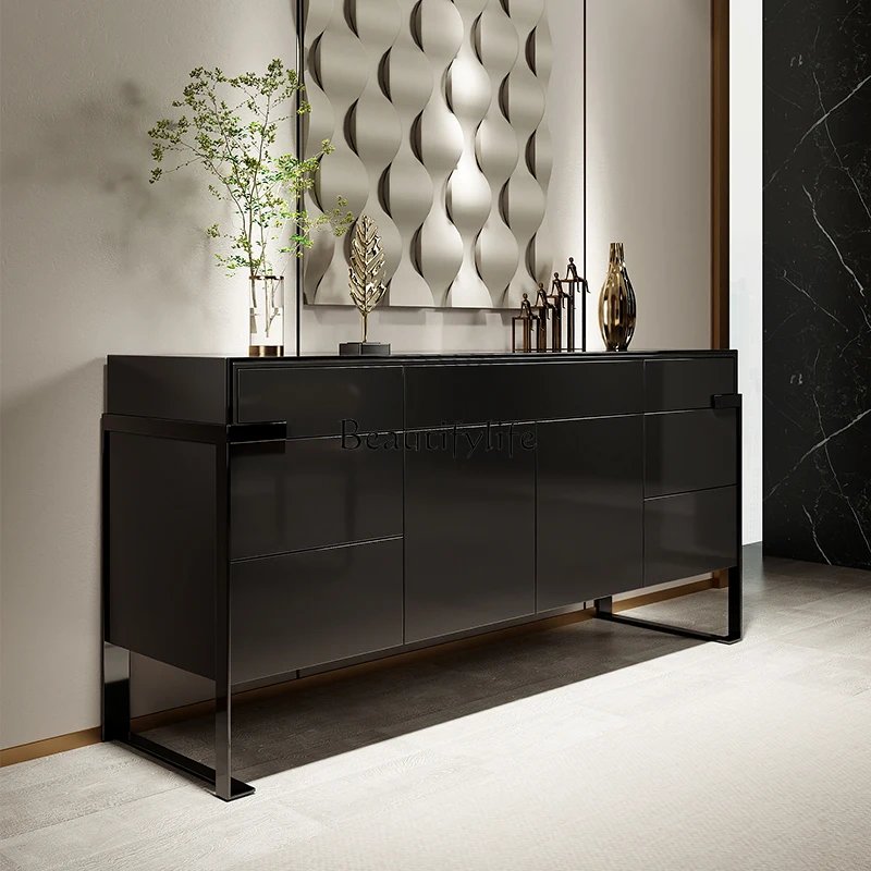 

*Italian light luxury dining side cabinet modern minimalist door cabinet living room wall decorative cabinet