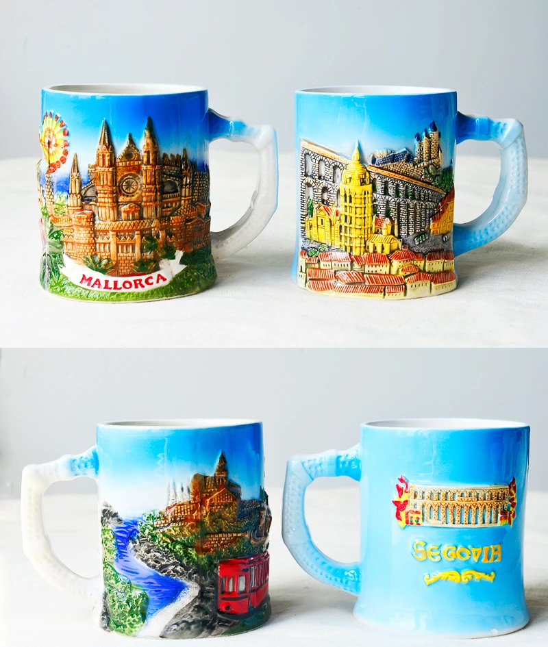 European tourism three-dimensional architecture, Italian Roman ceramics, French mug coffee