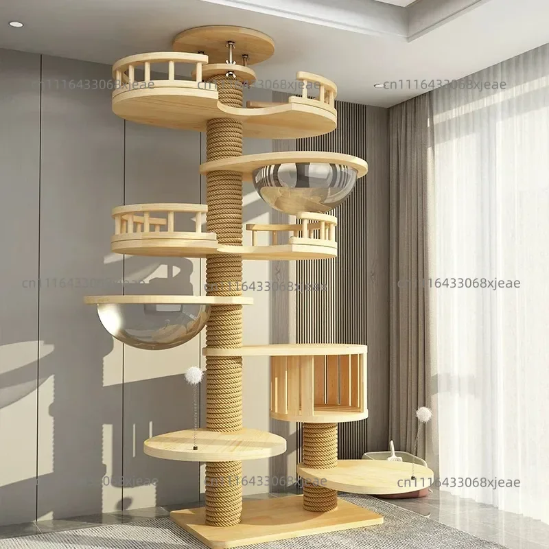 Cat Climbing Frame Tongtian Column Paper Tube Solid Wood Multi-layer Does Not Occupy An Area, No Punching Cat Nest Tree Integrat