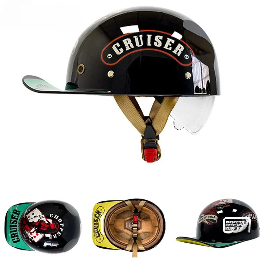 

Retro Motorcycle Helmet Men Women Baseball Cap Half Helmet Riding Racing Moto Helmet DOT Certification Helm Motorcycle