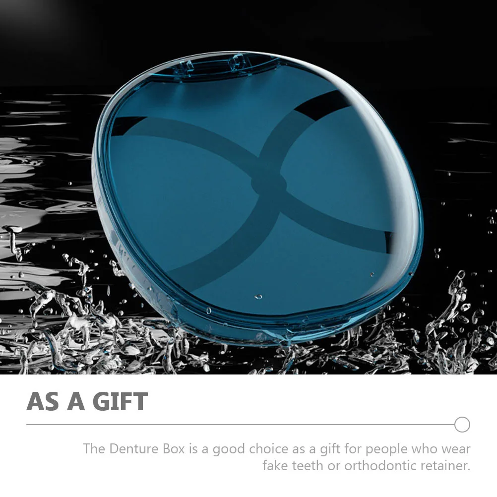 

Denture Box thodontics Cup Blue Holder Mirror Retainer Case Portable Travel Camping Storage Container Mouth Guard