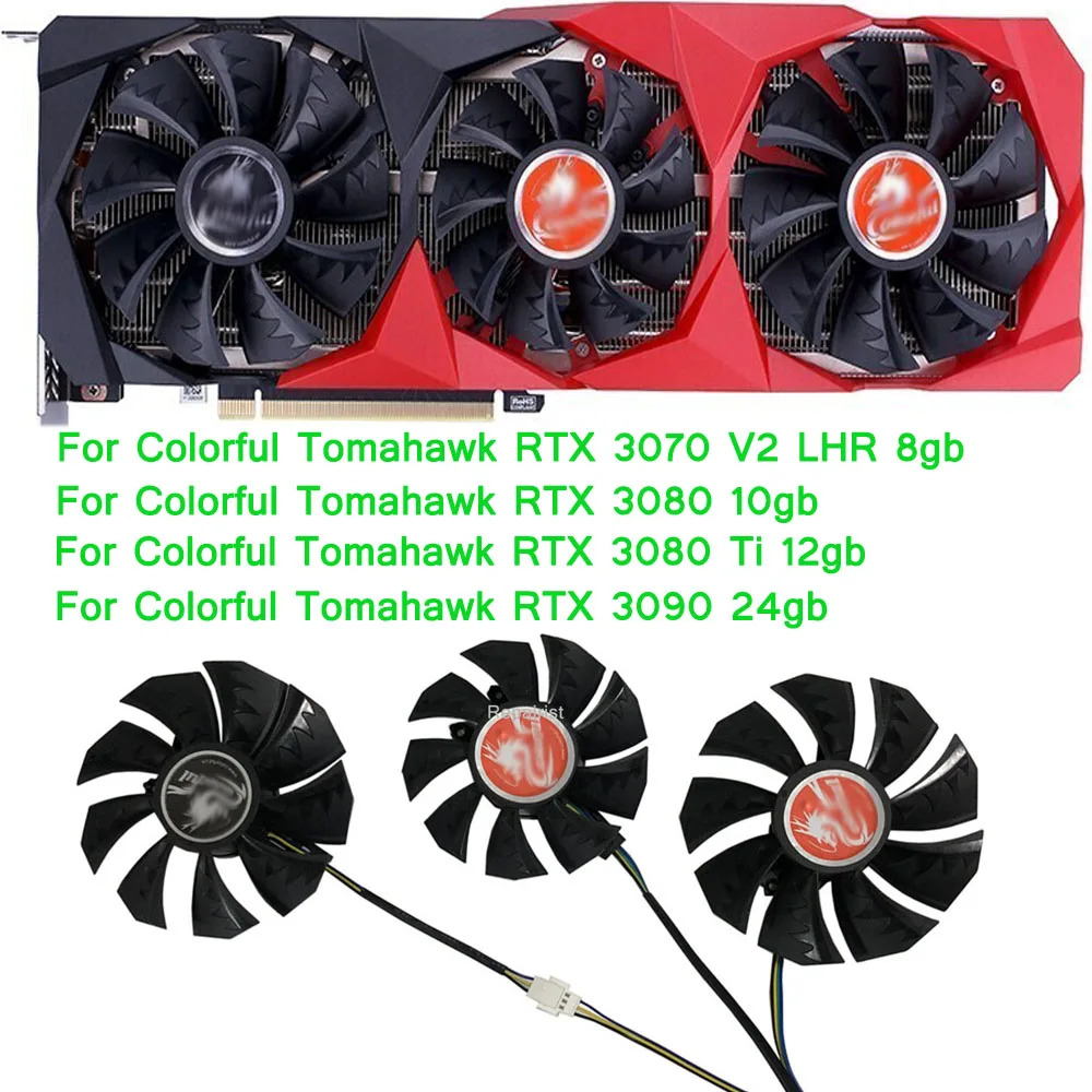 GPU Cooler,Video Cards Fan,3Pcs/Set,For Colorful Tomahawk RTX 3070 3080 3080Ti 3090 RTX3070 RTX3080 RTX3090