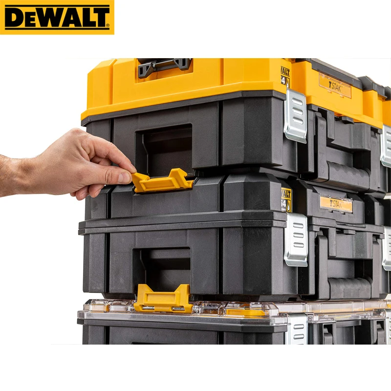 DEWALT DWST83344-1 TSTAK 도구 보관함, 긴 손잡이, 다기능 보관 정리함, 이중 레이어 휴대용 플라스틱 도구 케이스