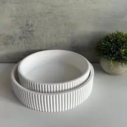Large Silicone Molds for Concrete Bowl,Round Concrete Candle Jar, Terrazzo Planters, Epoxy Resin Molds, Striped Round Basin Mold