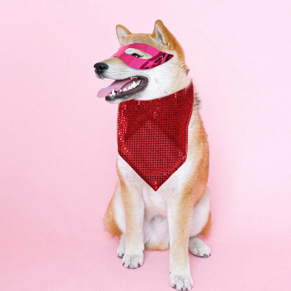 2Pcs Shiny Sequin Dog Bandana Triangle Scarf for Small Medium Large Dogs Pet Neck Scarf Breathable Comfortable Holiday Party
