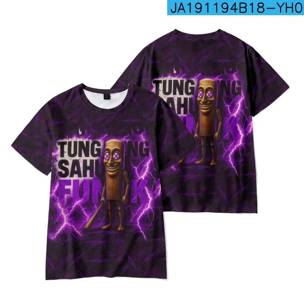 New AI Fashion Tung Tung Tung Sahur Italian Brainrot Cartoon Print T-shirt  Sports Breathable Clothing Boys 3D Clothes