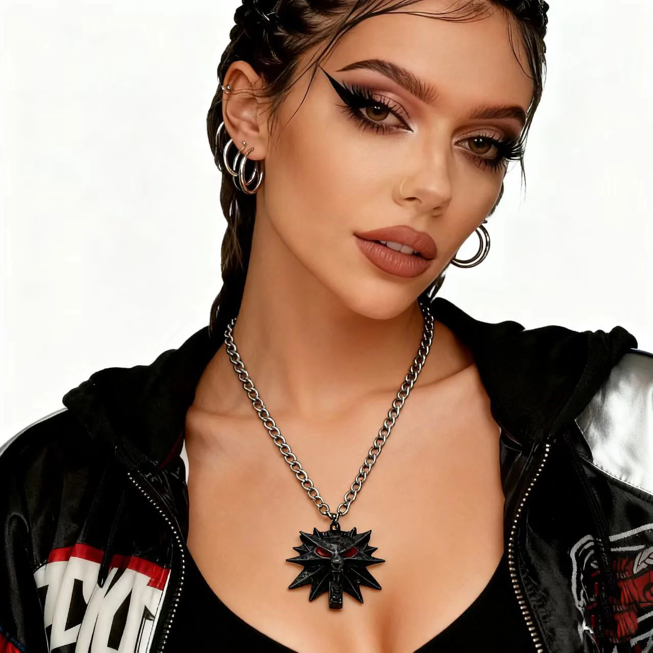 

DIY accessories Witcher 3 Wild Hunt Personality Wolf Head Men's Alloy Pendant Necklace