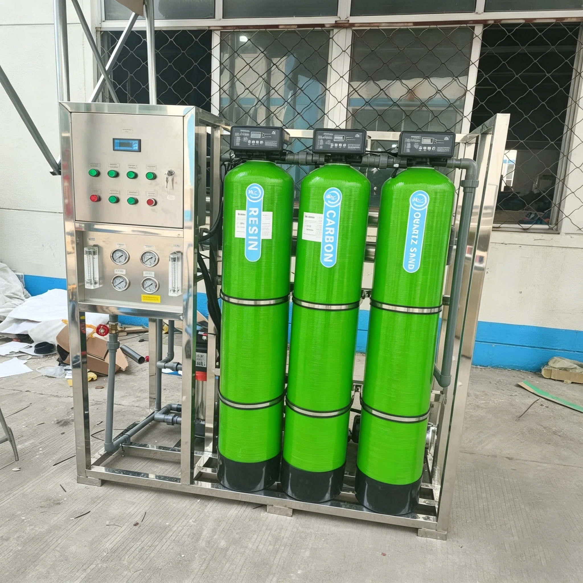 

500LPH RO System with Reinforced 3-Stage Pretreatment Tank and Energy Saving Design for Industrial Water Purification