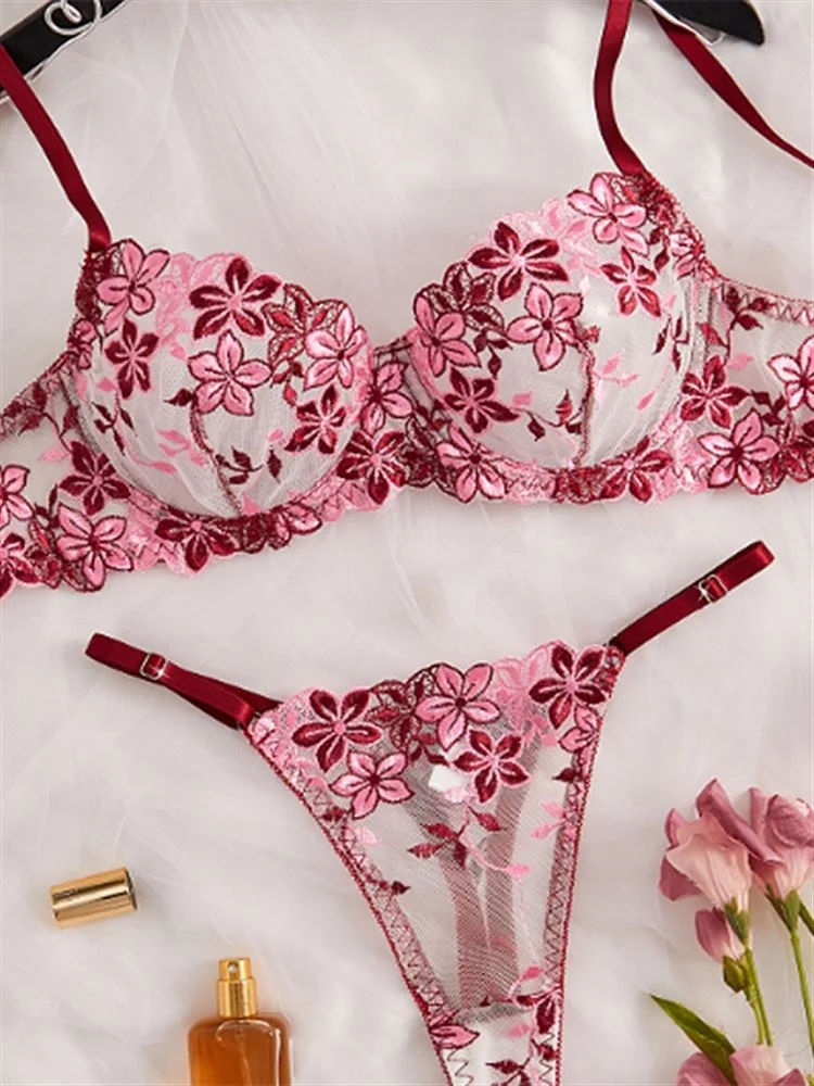 

Сексуальный бюстгальтер с цветочной вышивкой и стальным кольцом, супертонкая чашка, большая грудь, маленький бюстгальтер Pure Desire для молодых женщин