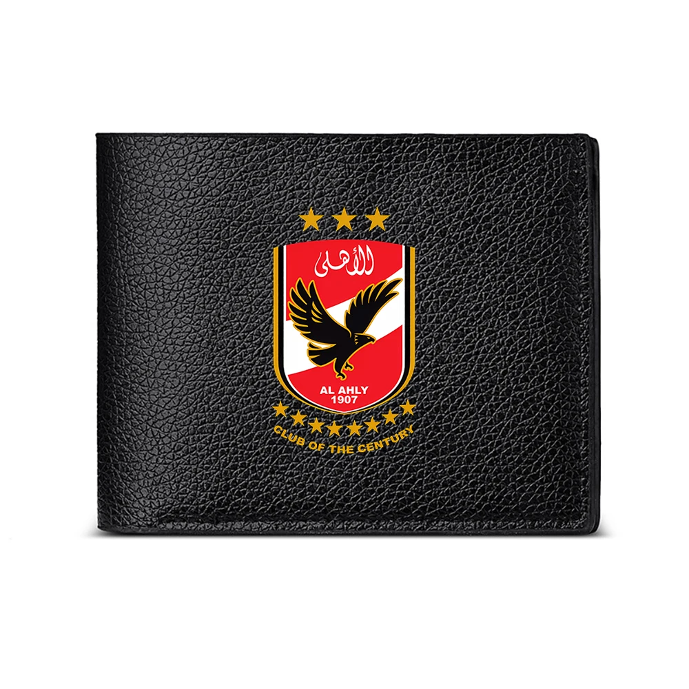 Al Ahly Club Of The Century Eagle Crest Men's Wallet With Red Shield And Golden Stars Design For Casual Business Fashion