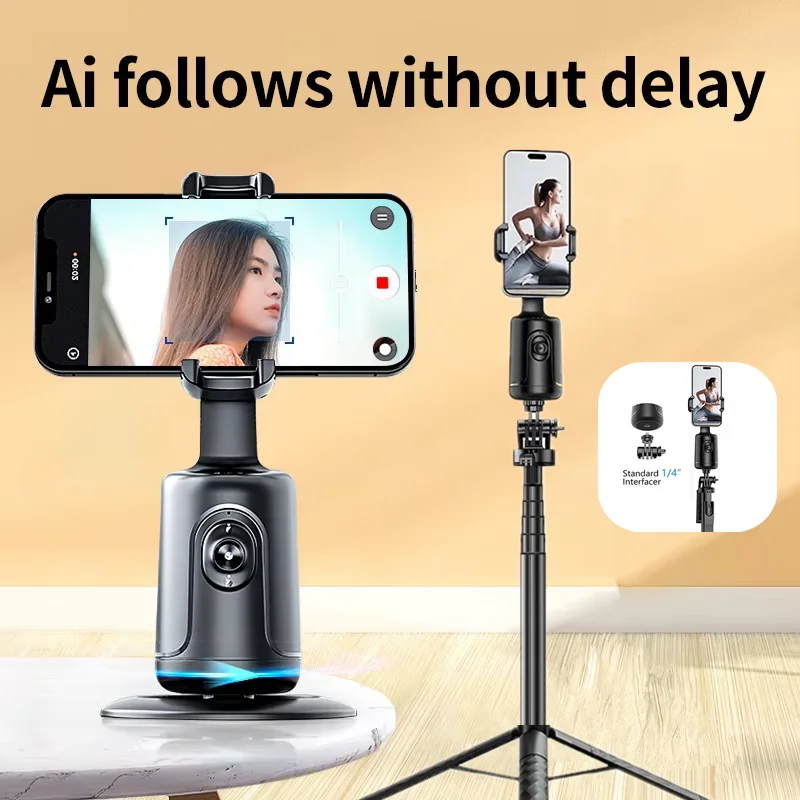 Gimbals Stabilizer for Smartphone, 360° Rotation Auto Face Tracking Phone Holder Tripod for Shooting & Live Video & Online Meet