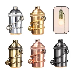 Vintage Edison E27 Lamp Holder Zipper Switch  Led Light Base Gold/silver/bronze Lamp Head Suspension Line Lighting Fittings