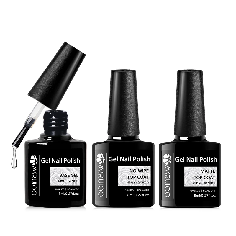 3 PC ฐานเจล NO-WIP Matte TOP Coat เล็บเจลชุดเล็บยาวนาน Soak Off UV LED เจลสําหรับเล็บเล็บ