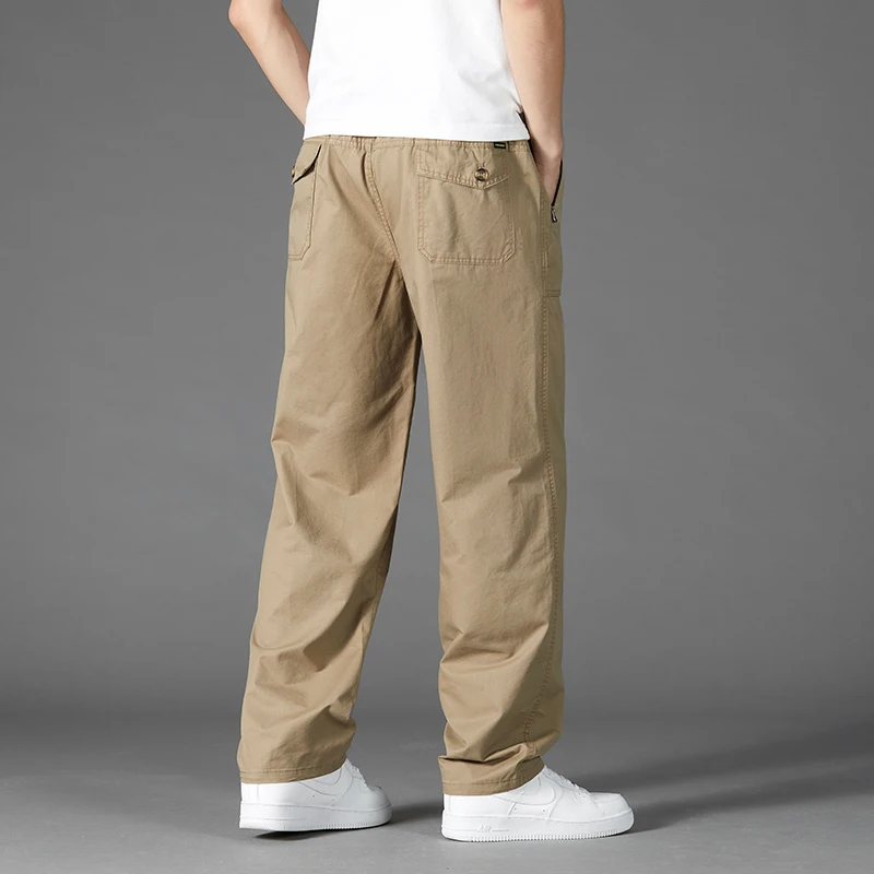 IPPOLICH Spring New Casual Cargo Pants Large Size Loose Mens Long Cargo Pants Summer Men Solid Color Outdoor Street Casual Pants