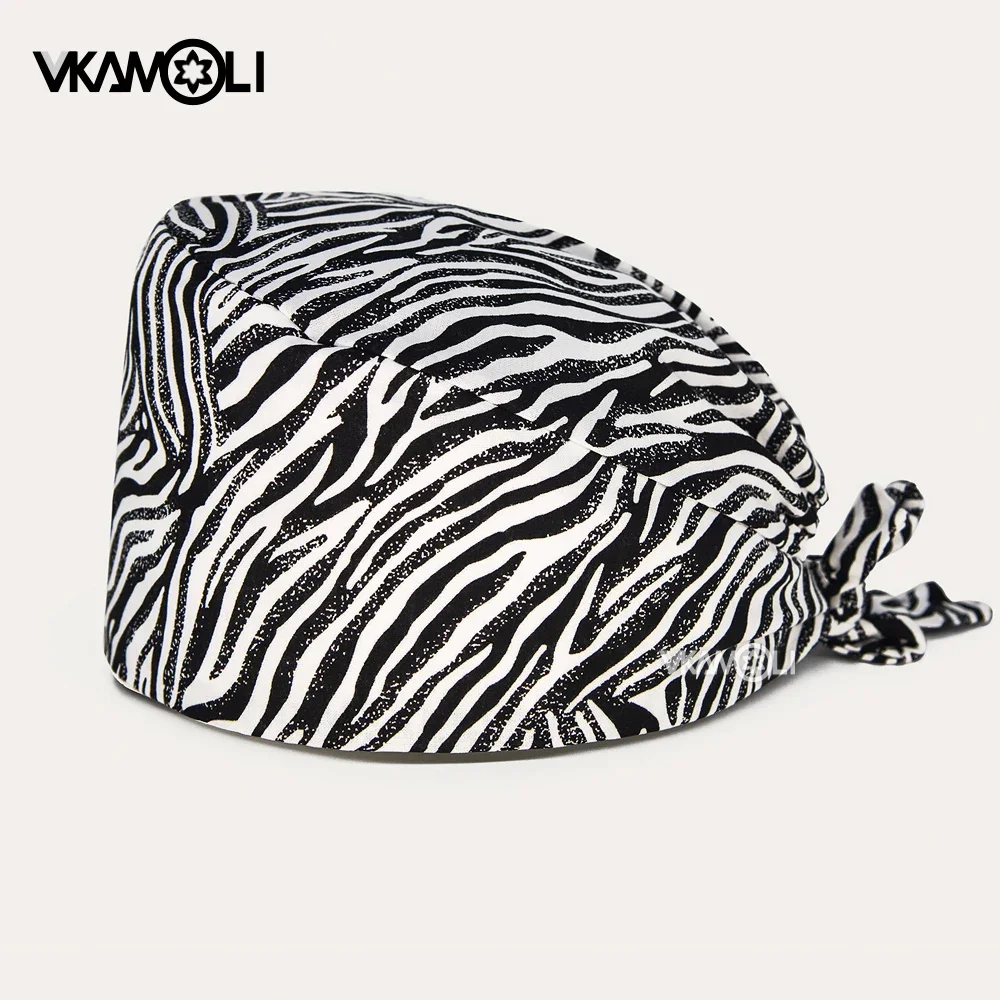 Fashion Zebra Pattern Printing scrub caps gorros clinicos de mujer Women and Men scrub hat veterinary nursing Medical work hat