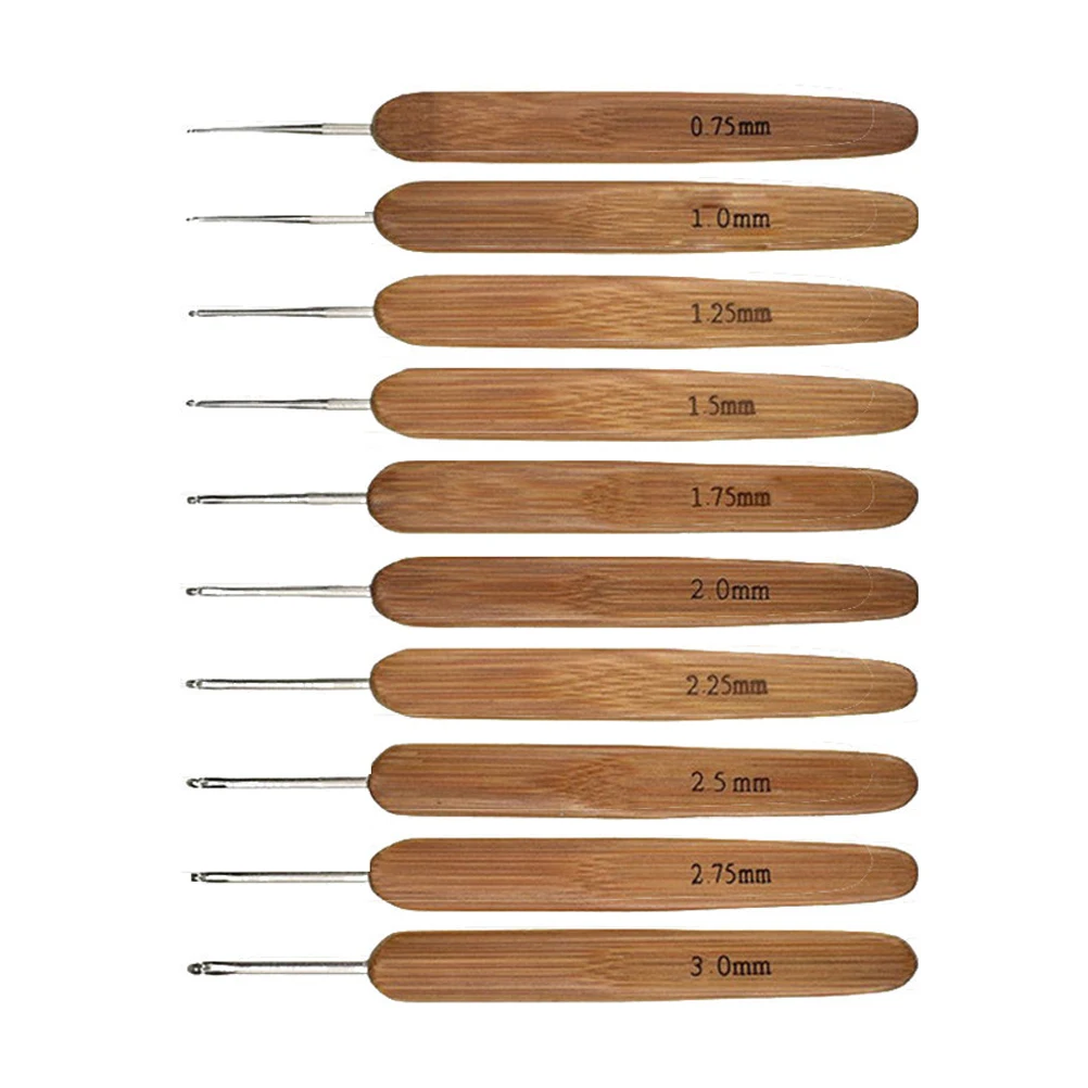 

Crochet Needles Set Bamboo Handle Hooks Lightweight Ergonomic NonSlip Knitting Tools for DIY Scarf Hat Gloves Sweater Beginner
