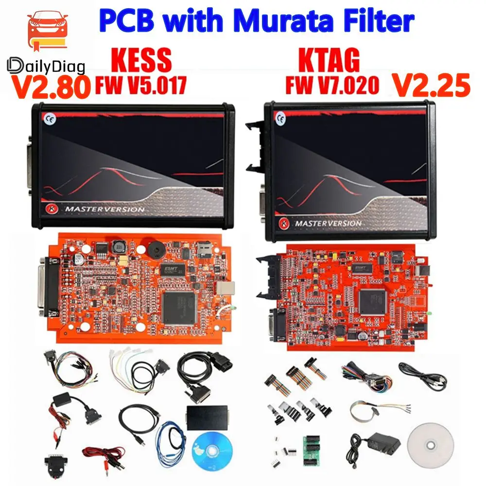 Best for Kess Ksuite V2.80 PCB With Murata Filter Unlimited Online V5.017 V2.53 for Ktag 4LED V7.020 V2.25 LED Support Car Truck