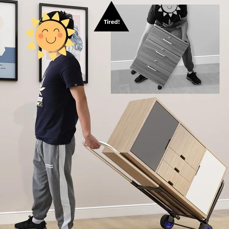 Foldable Metal Lage Cart Hand Pulling Cart op Cart Heavy Du Iron Art Staing Baggage Tru Portable Storage Organ...