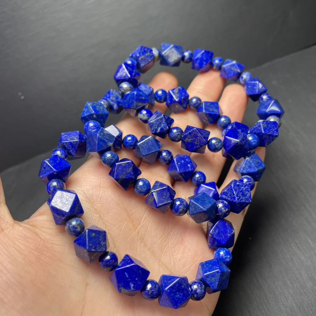 

1 Pc Fengbaowu Natural Lapis Lazuli Bracelet 12MM Octagonal Beads Reiki Healing Stone Fashion Jewelry Gift For Women Men