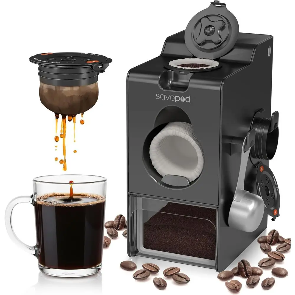 

Coee Pod Maker with Reusable Coee Pods, Compatible with Keurig and K-Cup Coee hines, Smart, Easy to Use & Convenient (Black, Sma