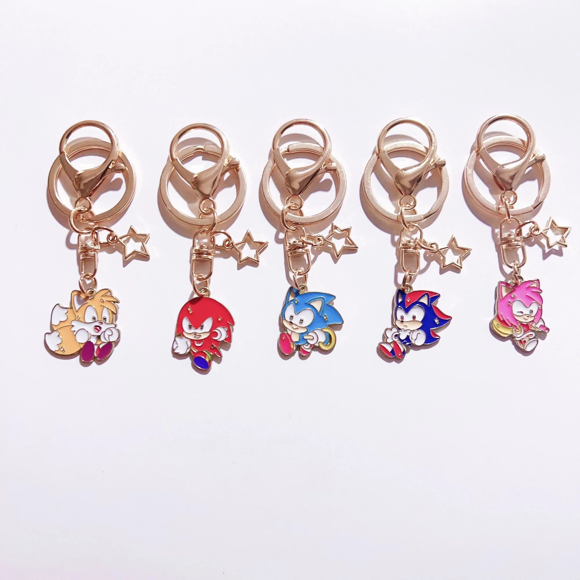 Cute Cartoon Character Bag Charm Keychain, Set of 5, Adorable Anime Style Metal Pendant for Backpacks & Handbags