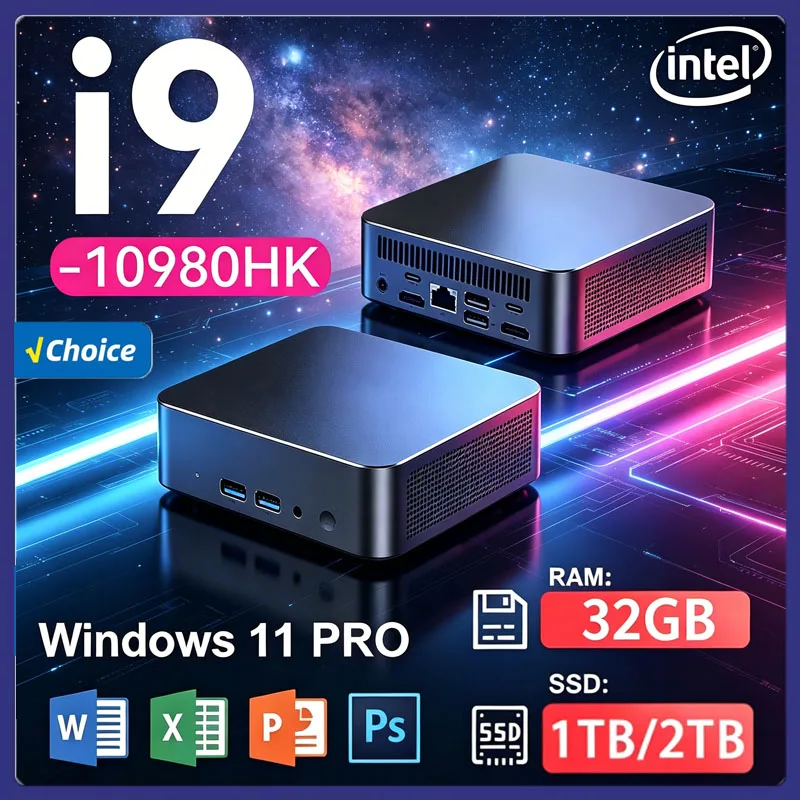 2026 Intel Core i9 Mini PC 8950HK 10980HK Win11 16GB RAM 1TB/2TB SSD WiFi6 BT5.2 Gaming Office Portable Desktop Computer