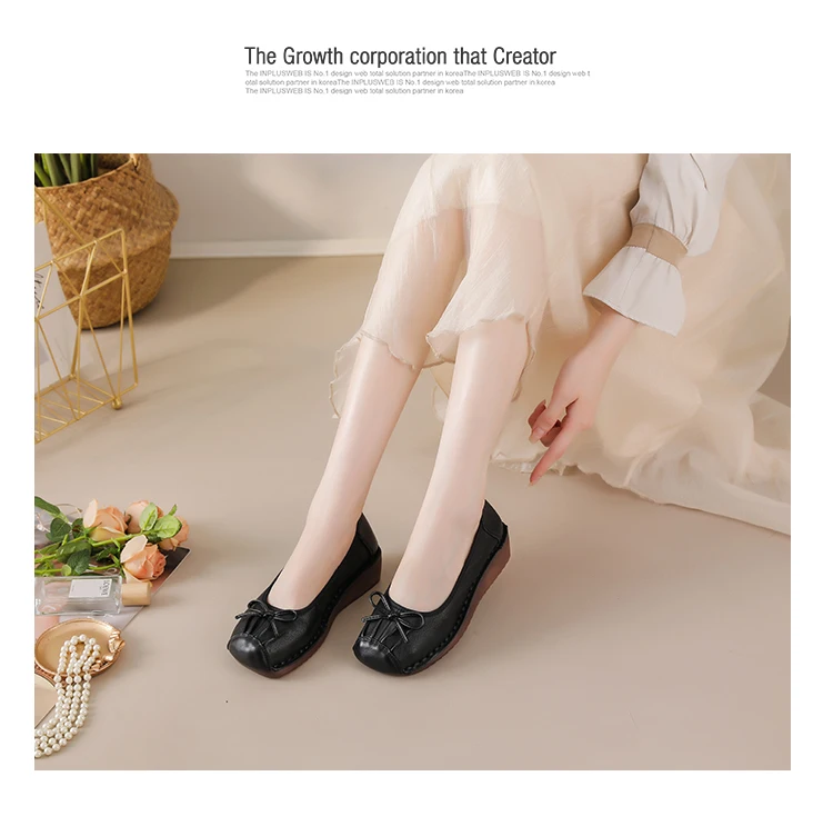 Neue Vintage-Pumps mit plissierter Schleife, Damen-Keilabsatzschuhe, flache Schuhe aus echtem Leder, handgefertigte Slip-On-Loafer für Damen, Retro-Hochzeitsschuhe in Rot. – Detail 11