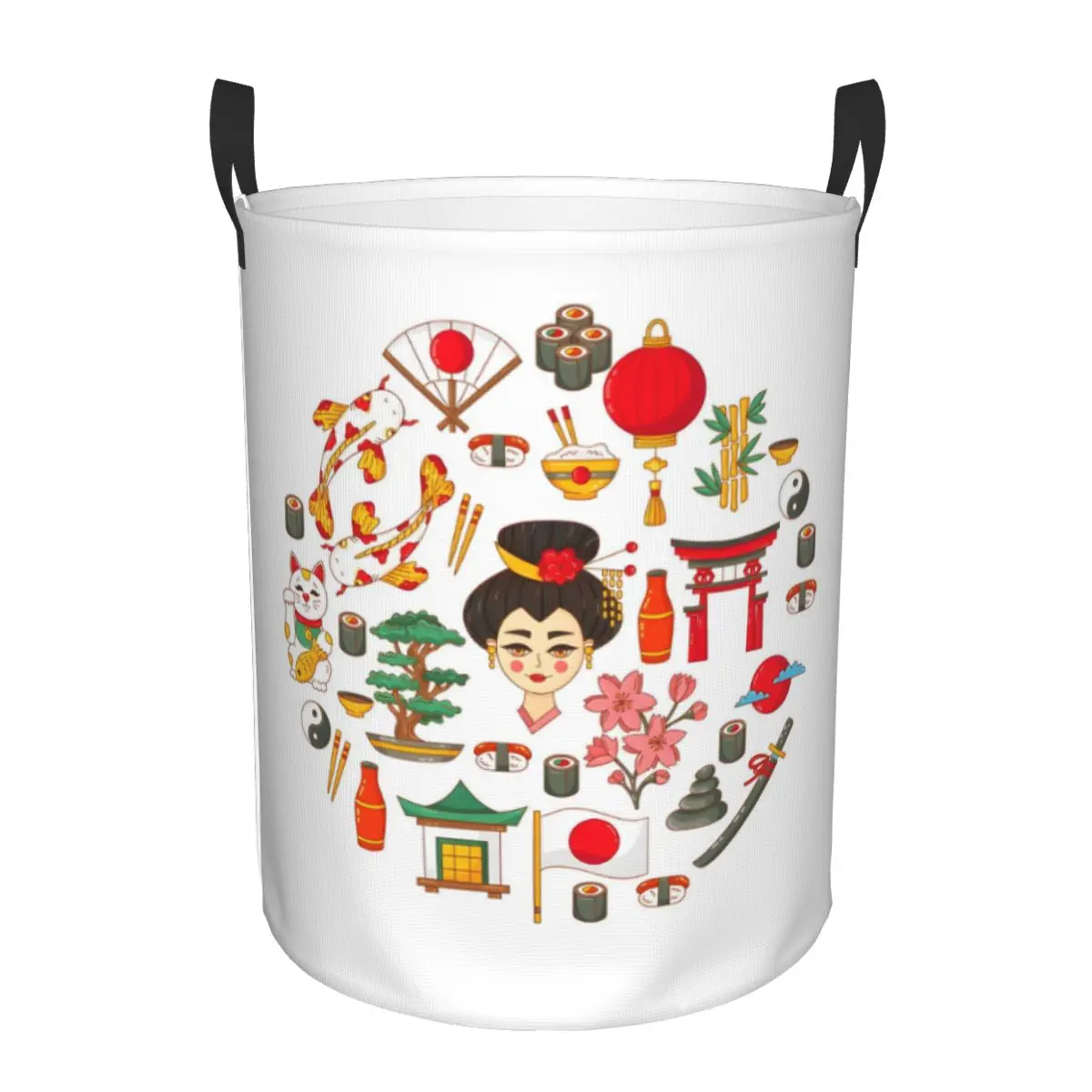 Japanese Geisha Koi Oriental P Laundry Basket Collapsible Large Capacity Clothes Storage Bin Baby Hamper