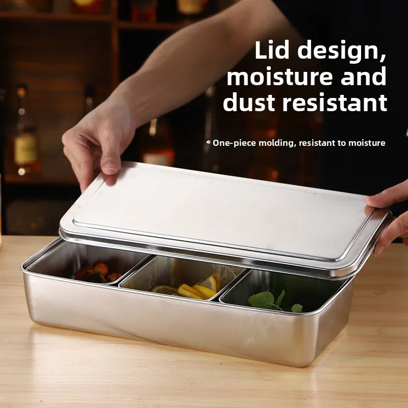 Stainl Steel Seasoning Box Fruit Preservation Cover Bar Counter Tea Milk Tea op Seasoning Box Dry Fruit Box Small Sna ...
