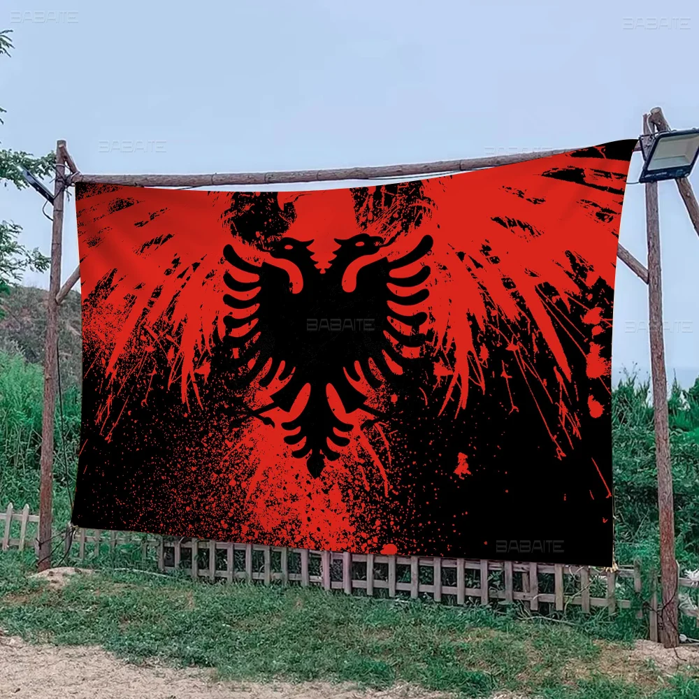 Albania Flag Creative Pattern Hanging Flag Polyester Printed Banner Hand Pulled Flag