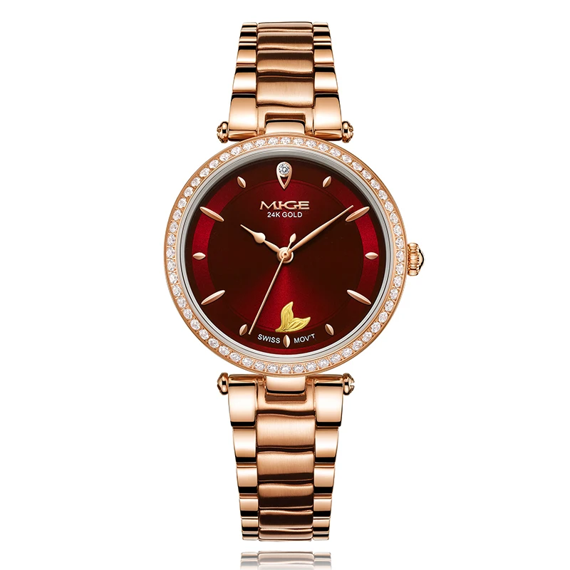 علبة فولاذية ماركة Mige أوتوماتيكية مقاومة للماء هدية للسيدات حورية البحر عملة ذهبية ساعات حركة ميكانيكية للأعمال للنساء #2