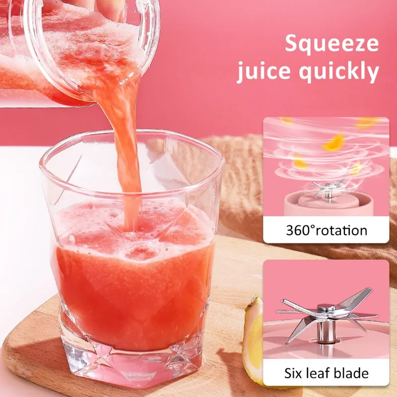 500ml Mini Blender Fruit Juicer Portable USB Handheld Smoothie Blender Wireless Vegetables Fruits Juicer Kitchen Tool Accessorie