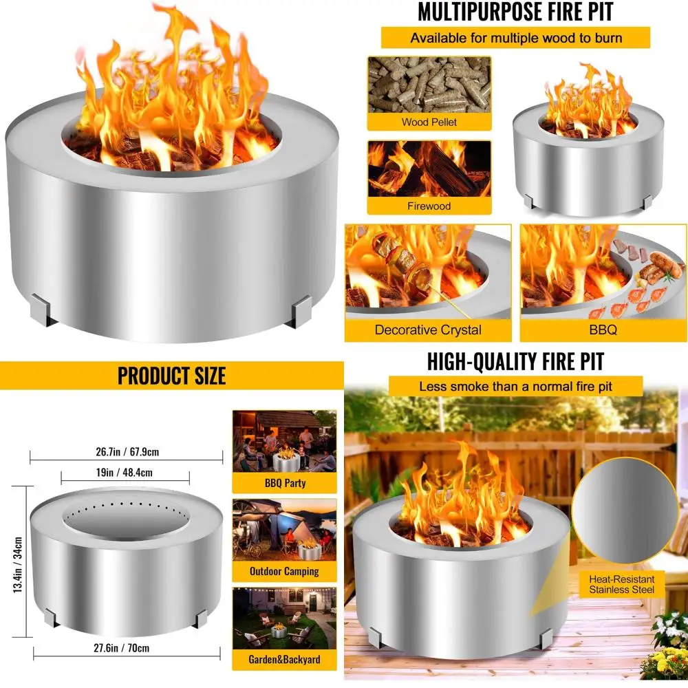 

Яма для костра на открытом воздухе из нержавеющей стали — 28,5-дюймовая деревянная яма для костра для заднего двора, кемпинга и пикника