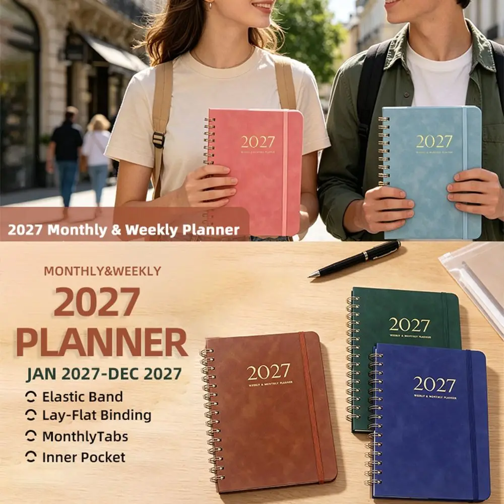 Lightweight 2027 Weekly Planner Tab Divided Paper Made Spiral Planner Spiral Bound Thick Pages Schedule Notebook Daily Schedule