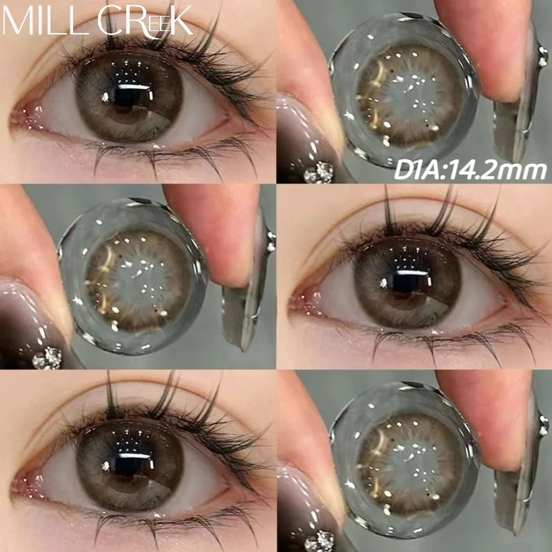 MILL CREEK 2PCS Color Contact Lenses Blue Lens Large Diameter For Eye with Myopia Green Natural Lens 14.5mm Beauty Pupils Yearly