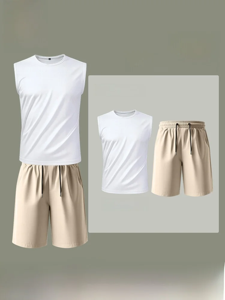 

Мужской спортивный комплект Jeanswest: летний дышащий жилет из ледяного шелка с охлаждающим эффектом и шорты для бега из смесового полиэстера