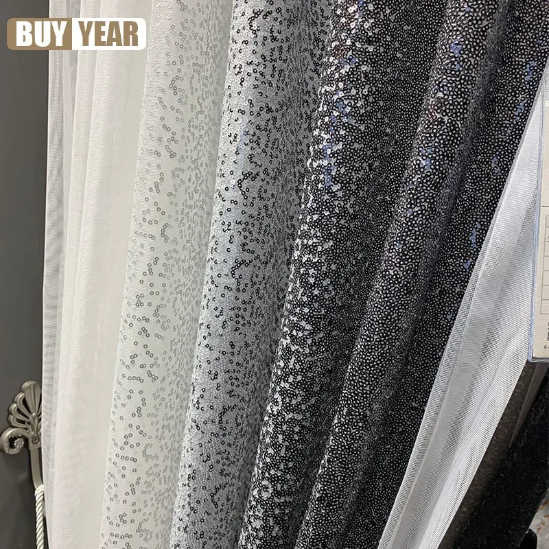 Modern American Embroidery Gradient Window Screen Blackout Luxury Curtains for Living Dining room Bedroom Nordic Yarn Custom