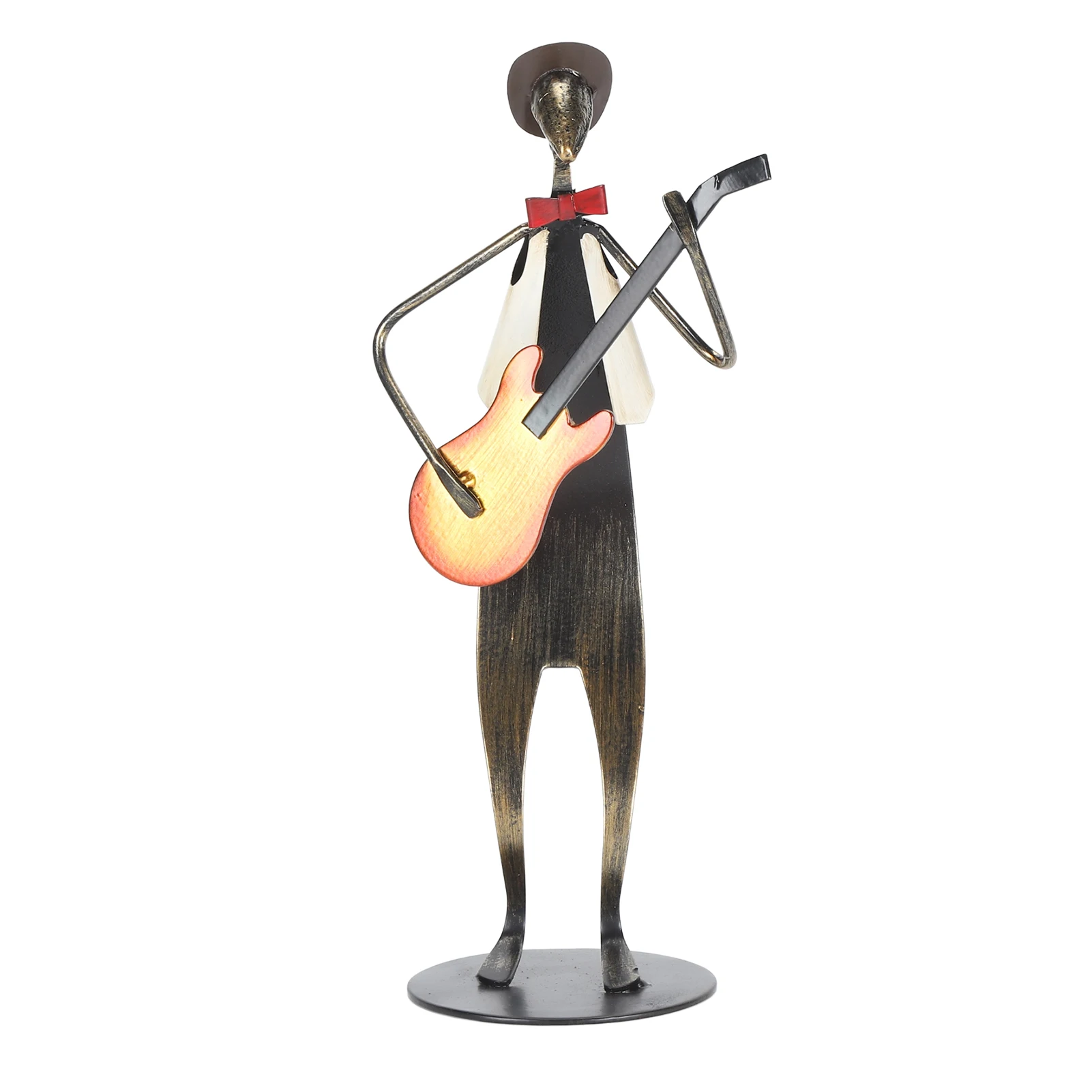 Guitar Player Statue Desktop Decor Realistic Matte Surface Metal Guitars Musician Sculpture Guitarist Statues For Office Room