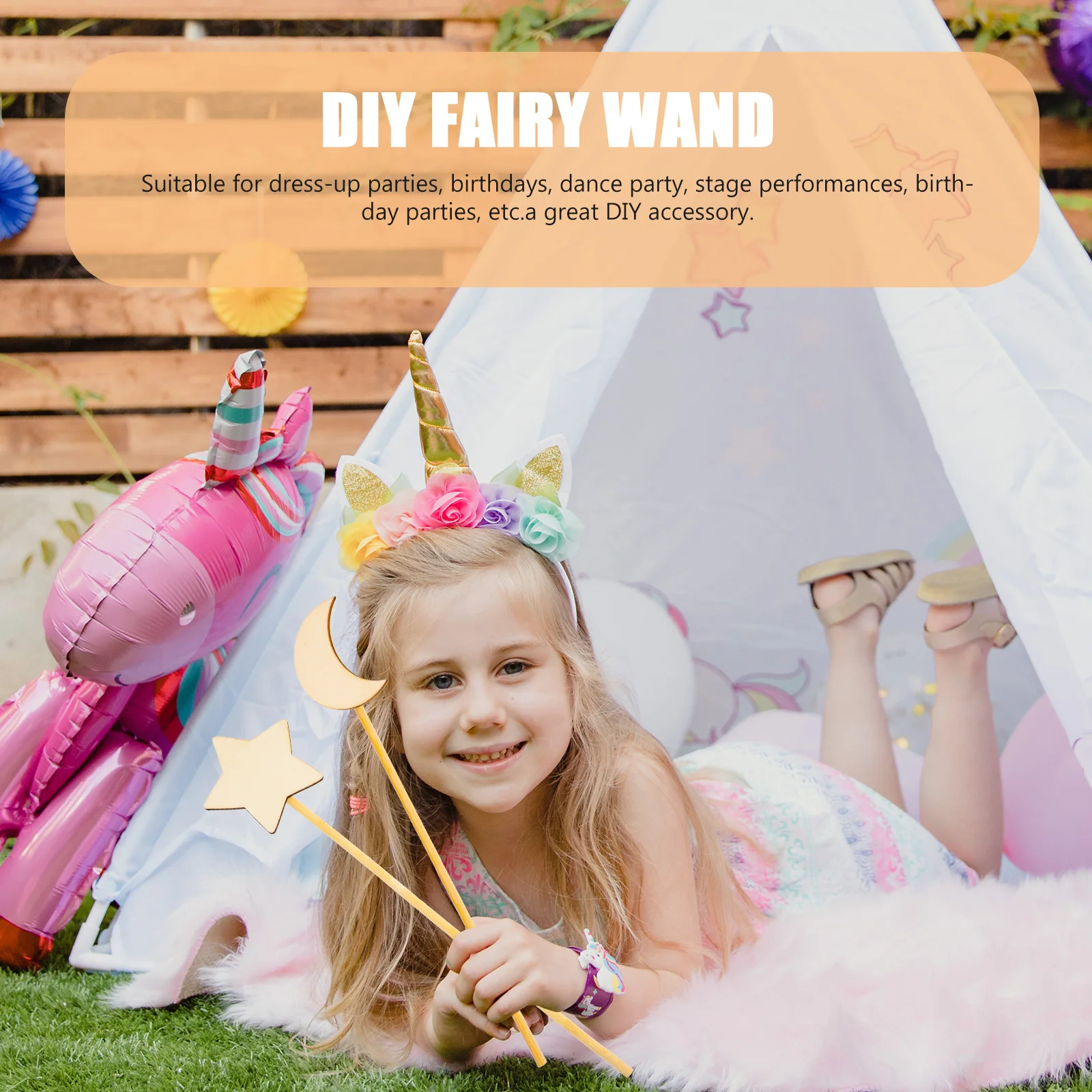 

CORHAD 12pcs Unfinished Fairy Wands Craft Kit for Princess Drawing Decor Ornaments Mini LED Wooden Fairy Making Set