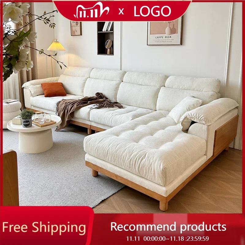 

Nordic King Size Sofas Wooden Modern European Lounges Living Room Sofas Daybed L Shape Divano Soggiorno Bedroom Furniture